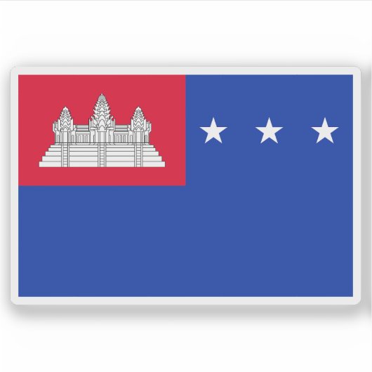 Vlag van de Khmer Republiek, Cambodja (1970-1975) Sticker (Voorkant)
