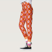 Vlag van de Lesbische pride/oranje bloemenpatroon Leggings (Links)