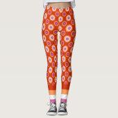 Vlag van de Lesbische pride/oranje bloemenpatroon Leggings (Voorkant)