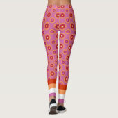 vlag van de Lesbische pride/roze bloempatroon Leggings (Achterkant)