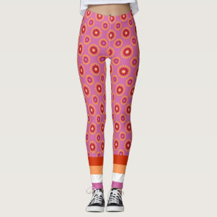 vlag van de Lesbische pride/roze bloempatroon Leggings