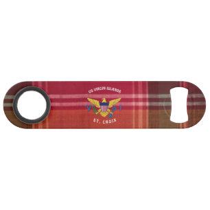 Vlag van de Maagdeneilanden St. Croix USVI Madras Speed Flessenopener