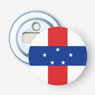 Vlag van de Nederlandse Antillen Button Flesopener