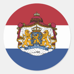 Vlag van de Nederlandse Wapenbank Ronde Sticker