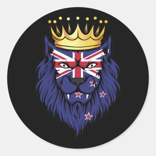 Vlag van de New Zealand Lion King Ronde Sticker (Voorkant)