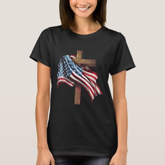 Vlag van de Onafhankelijkheidsdag Cross Print T-shirt (Voorkant)