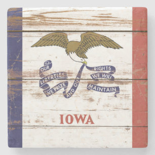 Vlag van de oude staat Wooden Iowa Stenen Onderzetter