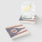 Vlag van de oude staat Wooden Ohio Stenen Onderzetter (Zijkant)