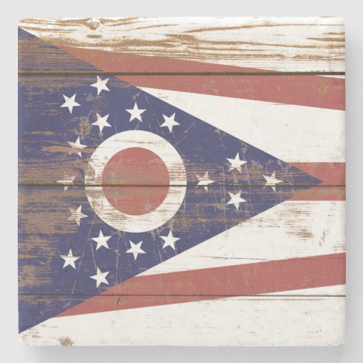 Vlag van de oude staat Wooden Ohio Stenen Onderzetter (Voorkant)