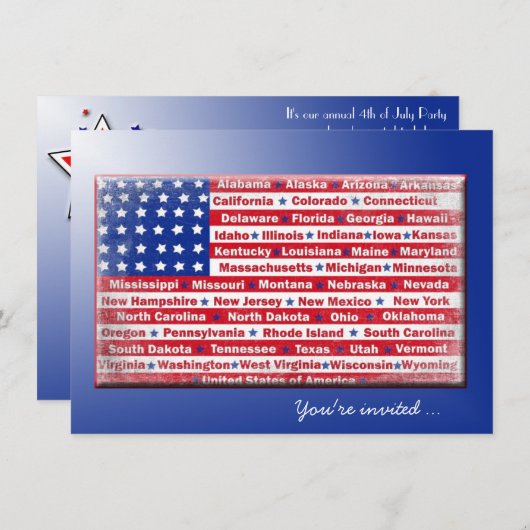 Vlag van de partij van de vierde juli kaart (Voorkant / Achterkant)