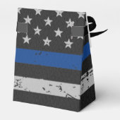  vlag van de politiepartij met blauwe lijn bedankdoosjes (Achterkant)