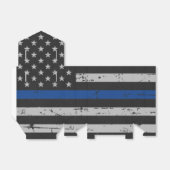  vlag van de politiepartij met blauwe lijn bedankdoosjes (Uitgevouwen)