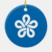 Vlag van de prefectuur Fukuoka, Japan Keramisch Ornament (Achterkant)