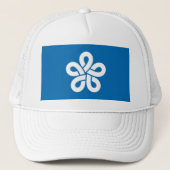 Vlag van de prefectuur Fukuoka, Japan Trucker Pet (Voorkant)