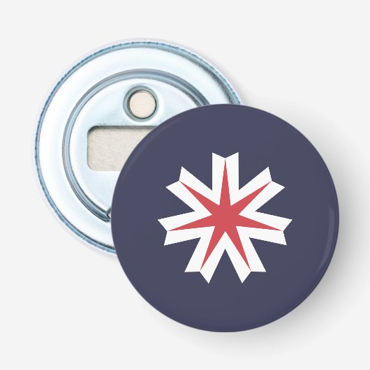 Vlag van de prefectuur Hokkaido, Japan Button Flesopener (Voorkant)