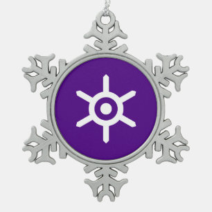 Vlag van de prefectuur Tokyo, Japan Tin Sneeuwvlok Ornament