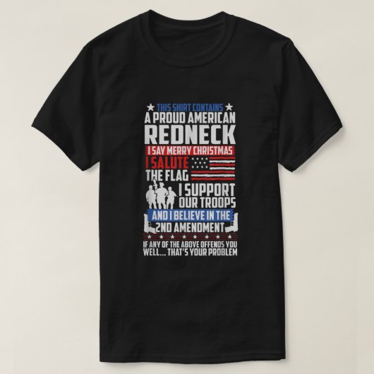Vlag van de Proud American Rednek Support Pistolen T-shirt (Design voorkant)
