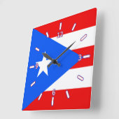 Vlag van de Puerto Rico-klok (met cijfers) Vierkante Klok (Hoek)