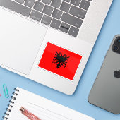 Vlag van de Republiek Albanië Sticker (Laptop met iPhone)
