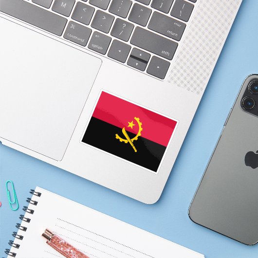 Vlag van de Republiek Angola Sticker (Laptop met iPhone)