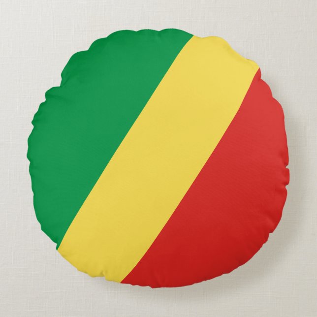 Vlag van de Republiek Congo Rond Kussen (Voorkant)