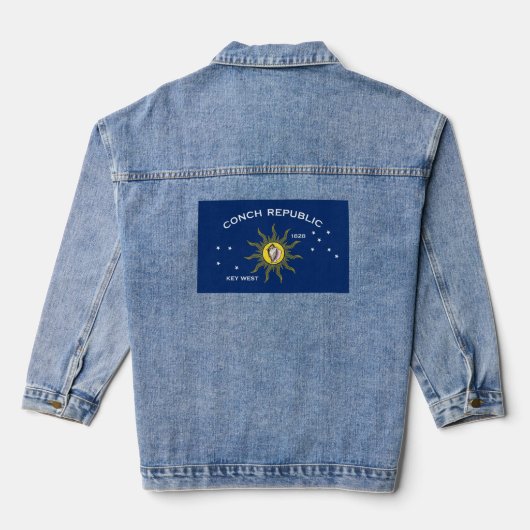 Vlag van de Republiek Congo, Vlag van Key West, Fl Denim Jacket (Achterkant)