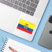 Vlag van de Republiek Ecuador Sticker (Laptop met iPhone)