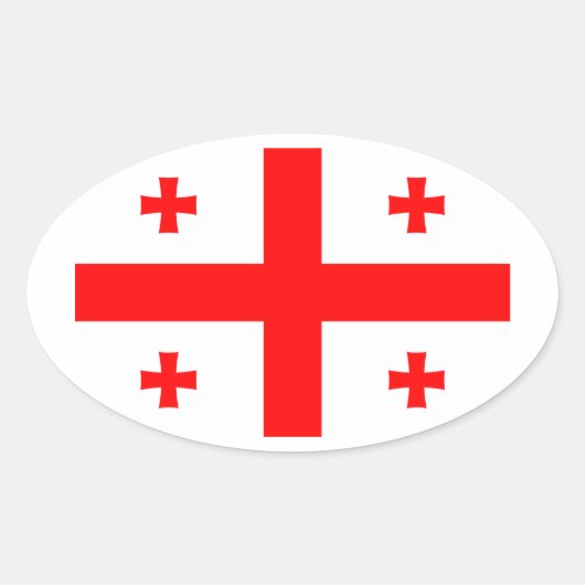Vlag van de Republiek Georgië Ovale Sticker (Voorkant)