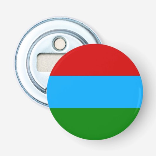 Vlag van de Republiek Karelië Button Flesopener (Voorkant)