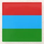 Vlag van de Republiek Karelië Glazen Onderzetter<br><div class="desc">Patriottische vlag van de Republiek Karelië</div>