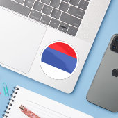 Vlag van de Republiek Srpska Ronde Sticker (Laptop met iPhone)