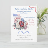 Vlag van de Rode Blauwe Florals van de vierde juli Kaart (Staand voorkant)