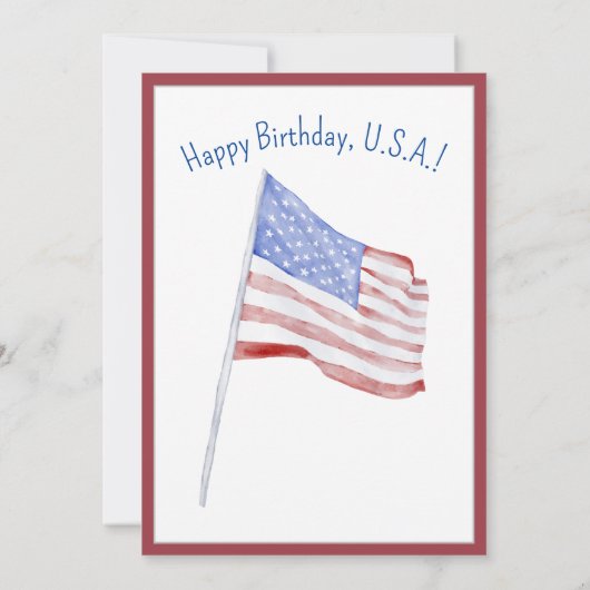 Vlag van de Rode Blauwe Florals van de vierde juli Kaart (Achterkant)