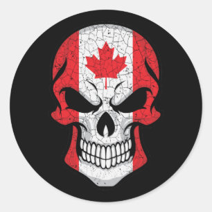 Vlag van de schedel van Canada glimlachen Ronde Sticker