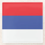 Vlag van de Servische Republiek Glazen Onderzetter<br><div class="desc">Patriottische vlag van de Servische Republiek</div>