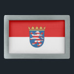 Vlag van de sluiting van de rechthoekige gordel gesp<br><div class="desc">Gordel sluiting met vlag van esse (heesens),  ontworpen met twee horizontale banden van rood en wit</div>