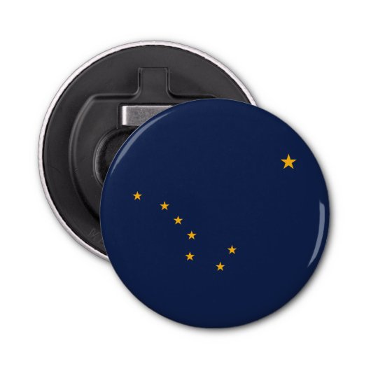 vlag van de staat Alaska Button Flesopener (Voorkant)