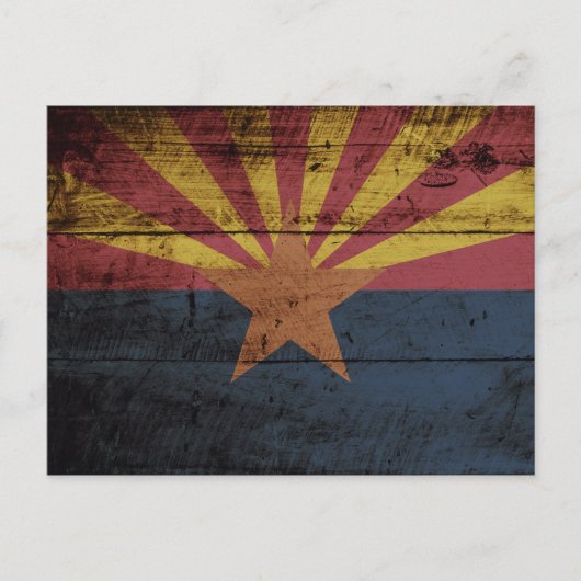 Vlag van de staat Arizona op de oude houten korrel Briefkaart (Voorkant)