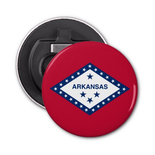 Vlag van de staat Arkansas Button Flesopener (Voorkant)