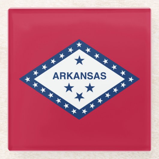 Vlag van de staat Arkansas Glazen Onderzetter (Voorkant)