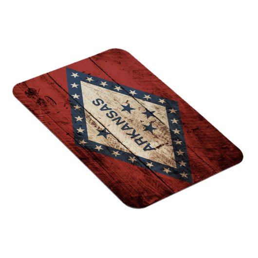Vlag van de staat Arkansas op Old Wood Grain Magneet (Rechterzijde)