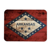 Vlag van de staat Arkansas op Old Wood Grain Magneet (Horizontaal)