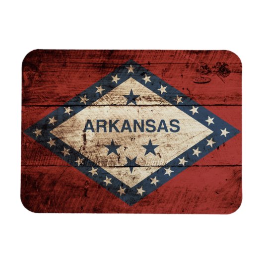 Vlag van de staat Arkansas op Old Wood Grain Magneet (Horizontaal)