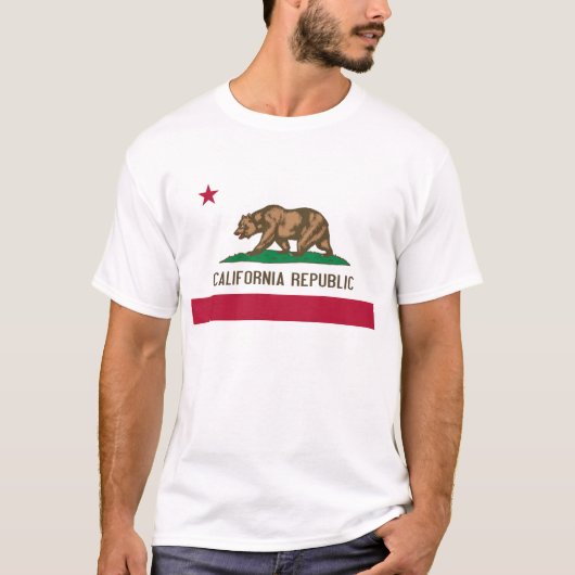 Vlag van de staat Californië-Beer T-shirt (Voorkant)