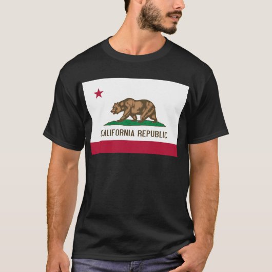 Vlag van de staat Californië-Beer T-shirt (Voorkant)
