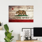 Vlag van de staat Californië op de oude houten kor Poster (Thuiskantoor)