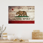 Vlag van de staat Californië op de oude houten kor Poster (Keuken)