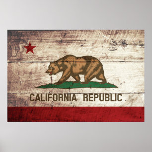 Vlag van de staat Californië op de oude houten kor Poster