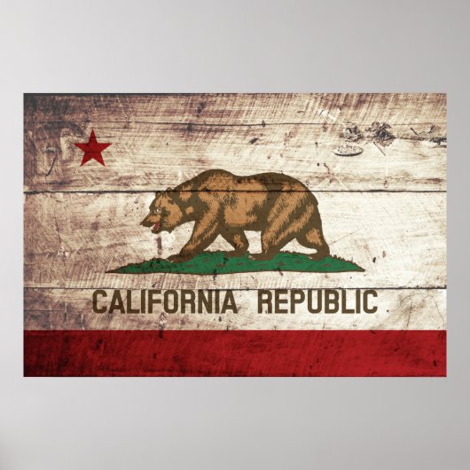 Vlag van de staat Californië op de oude houten kor Poster (Voorkant)