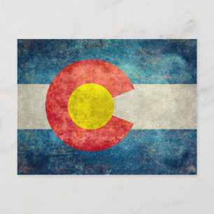 vlag van de staat Colorado met retro grungy look Briefkaart